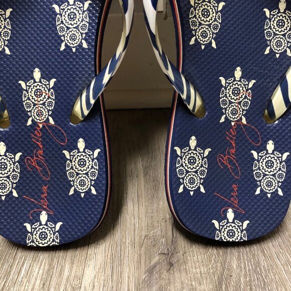 Vera Bradley Size 7/8 Turtle Flip Flops Red White and Blue Patriotic Sandals - Picture 7 of 8